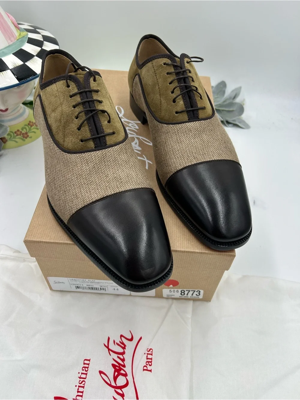 Men's Christian Louboutin Gregory velvet twill and Leather Oxford's size 44